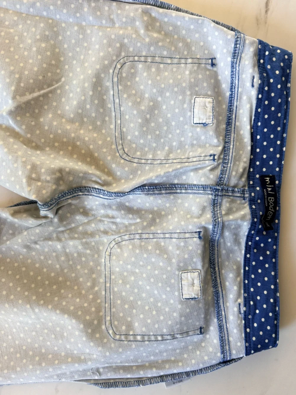 Mini Boden Big Girls Capri Pants Adjustable Waist Blue Polka Dot Jeans Size 14Y